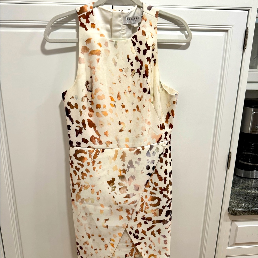 Keepsake white and leopard cocktail dress in medium